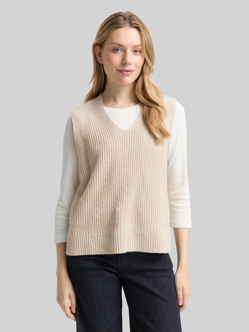 V-neck slipover by Women, sand stone beige melange