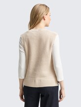 Gilet en maille avec col en V - sand stone beige melange