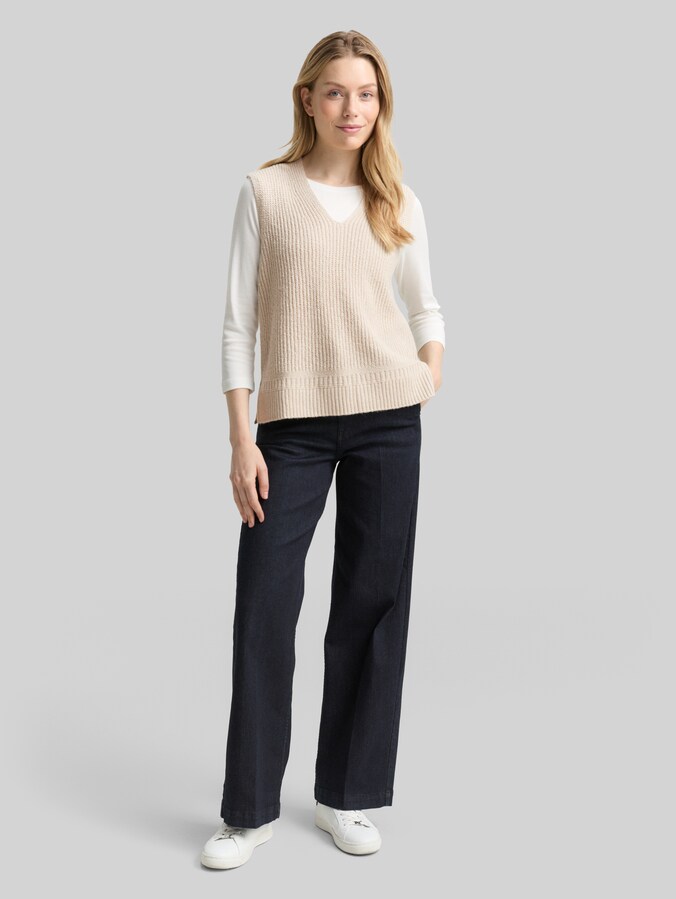 Pullunder mit V-Ausschnitt von Women, sand stone beige melange