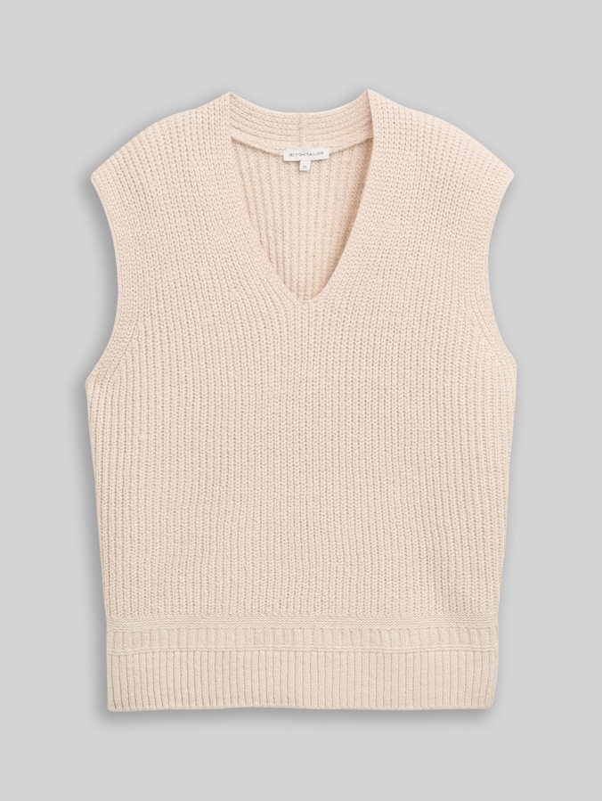 Pullunder mit V-Ausschnitt von Women, sand stone beige melange