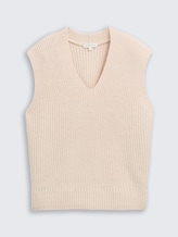 Gilet en maille avec col en V - sand stone beige melange