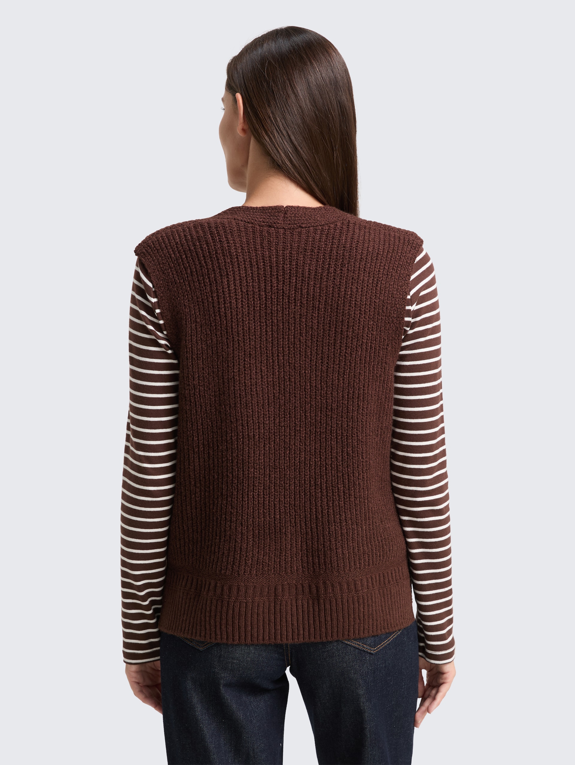 Pullunder mit V-Ausschnitt - dark pecan brown melange