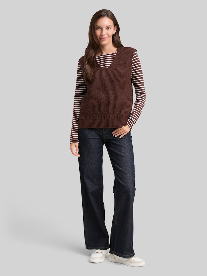 Pullunder mit V-Ausschnitt von Women, dark pecan brown melange