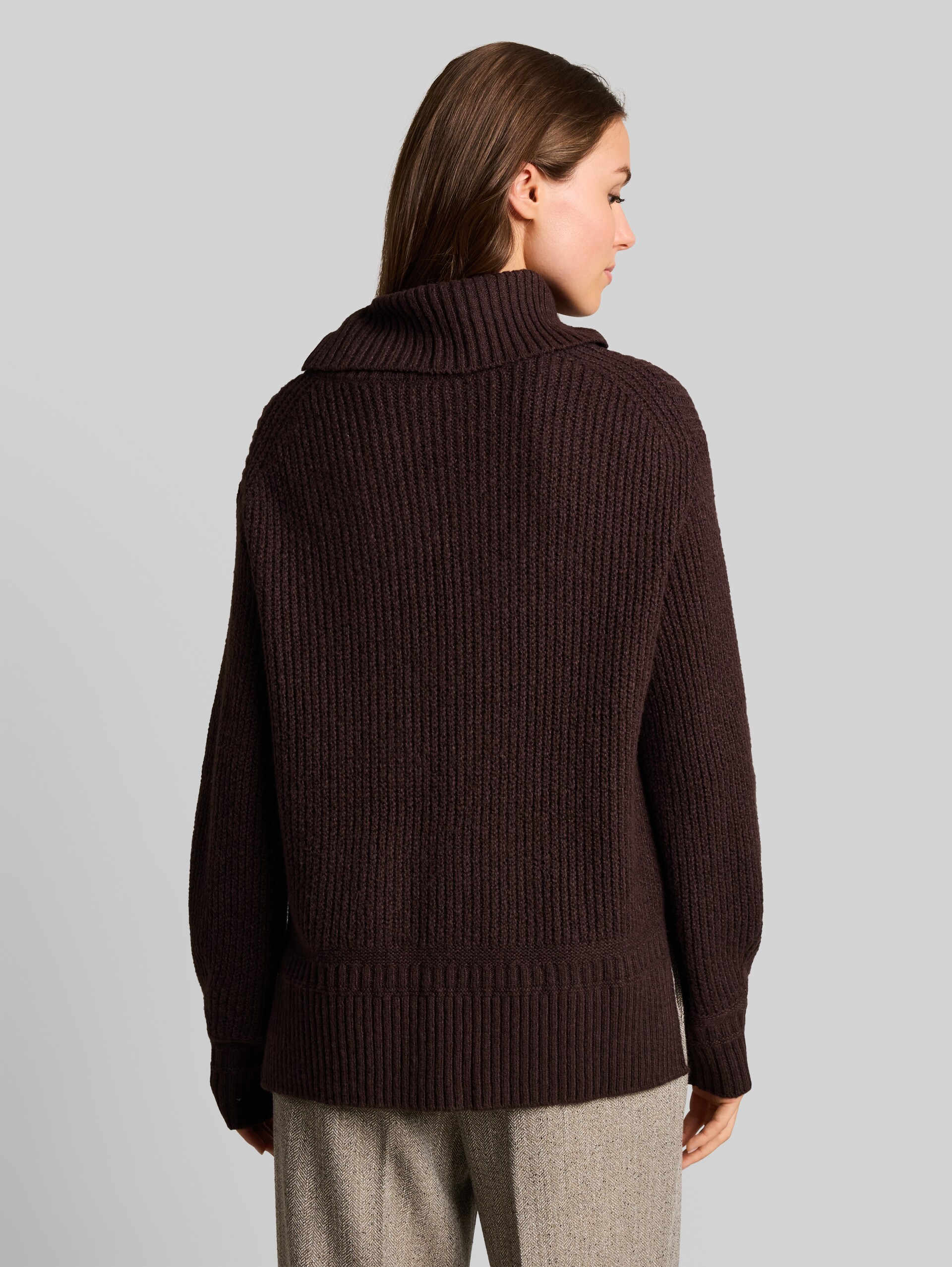 Pull à col roulé ample - java dark brown melange
