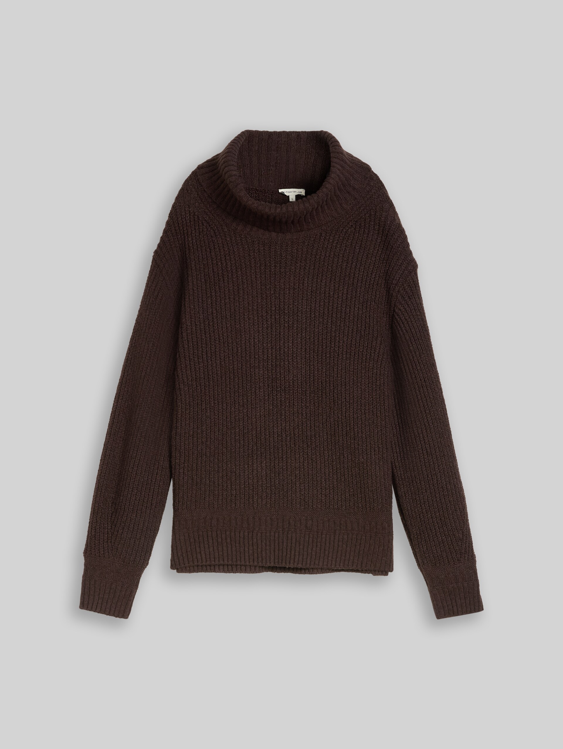 Pull à col roulé ample - java dark brown melange