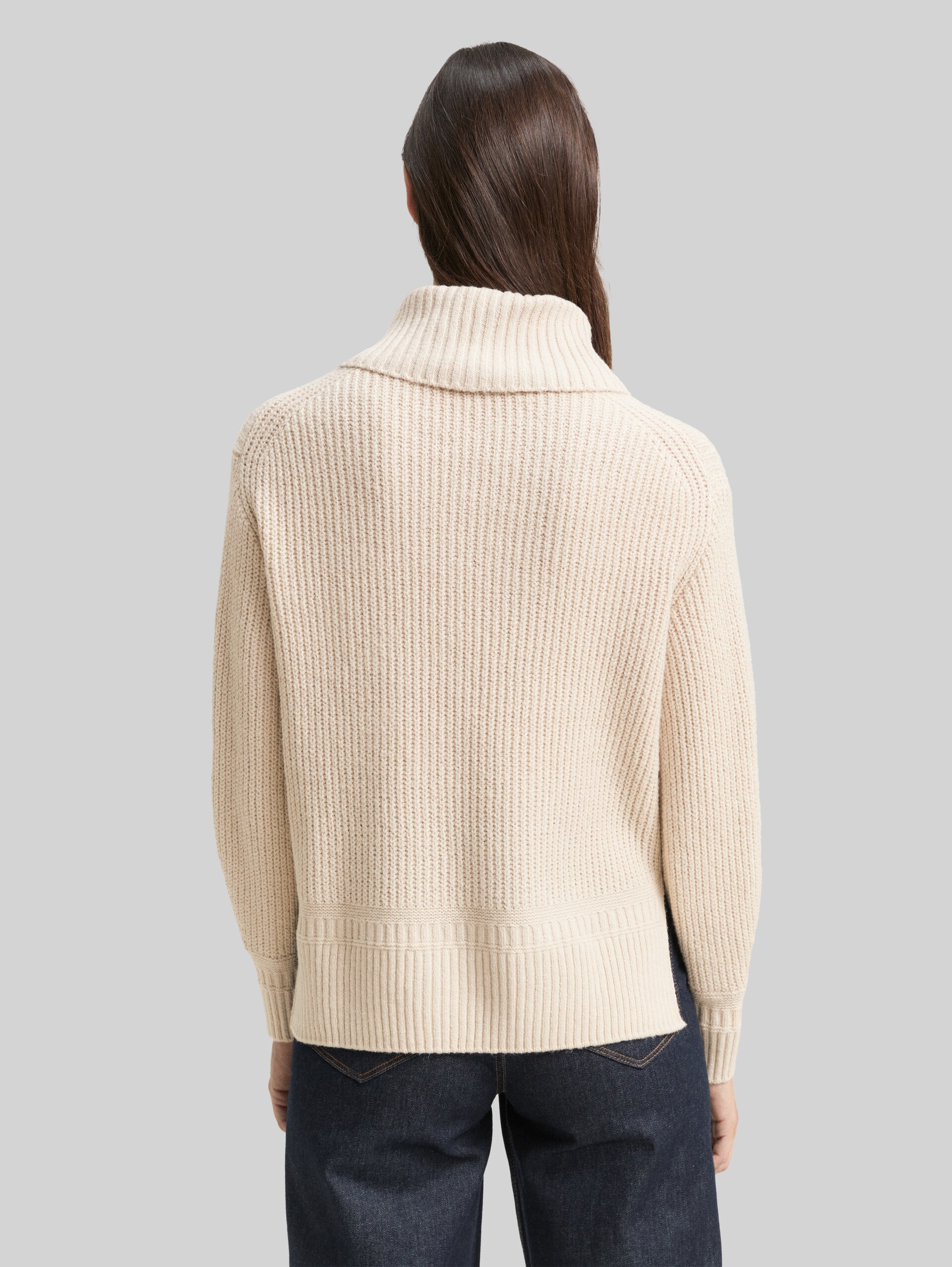 Loose Fit Rollkragenpullover - sand stone beige melange