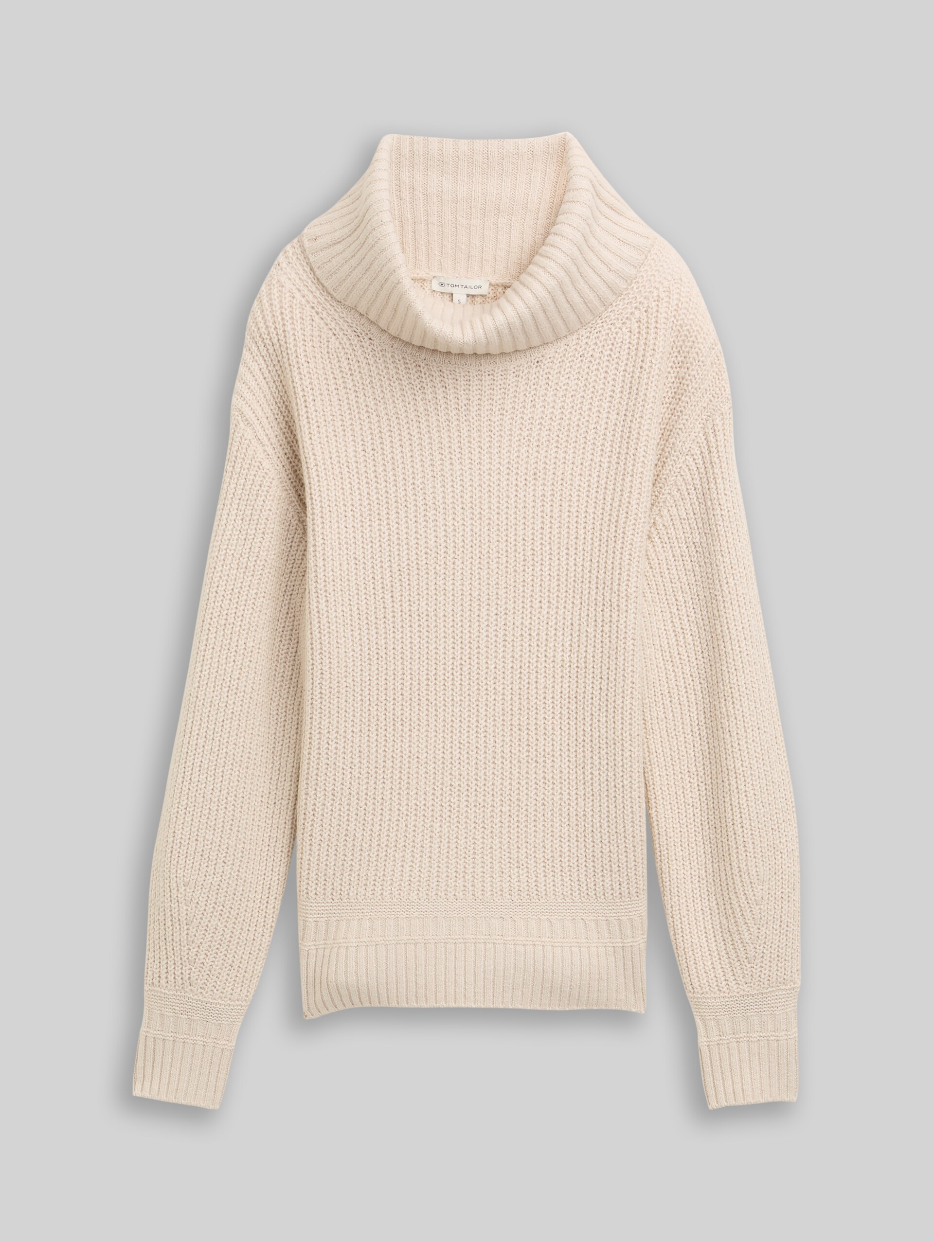 Loose Fit Rollkragenpullover - sand stone beige melange