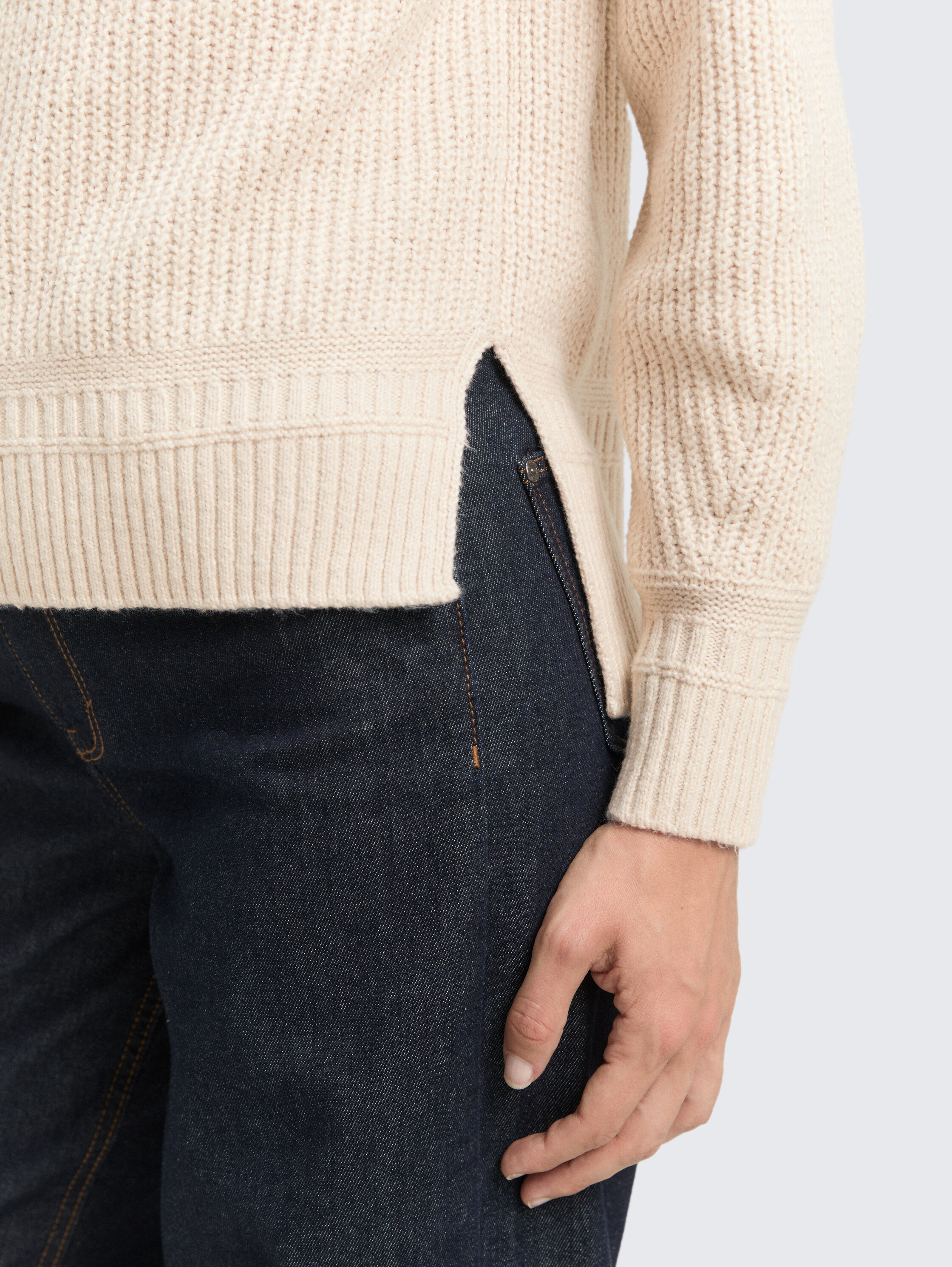 Loose Fit Rollkragenpullover - sand_stone_beige_melange - 