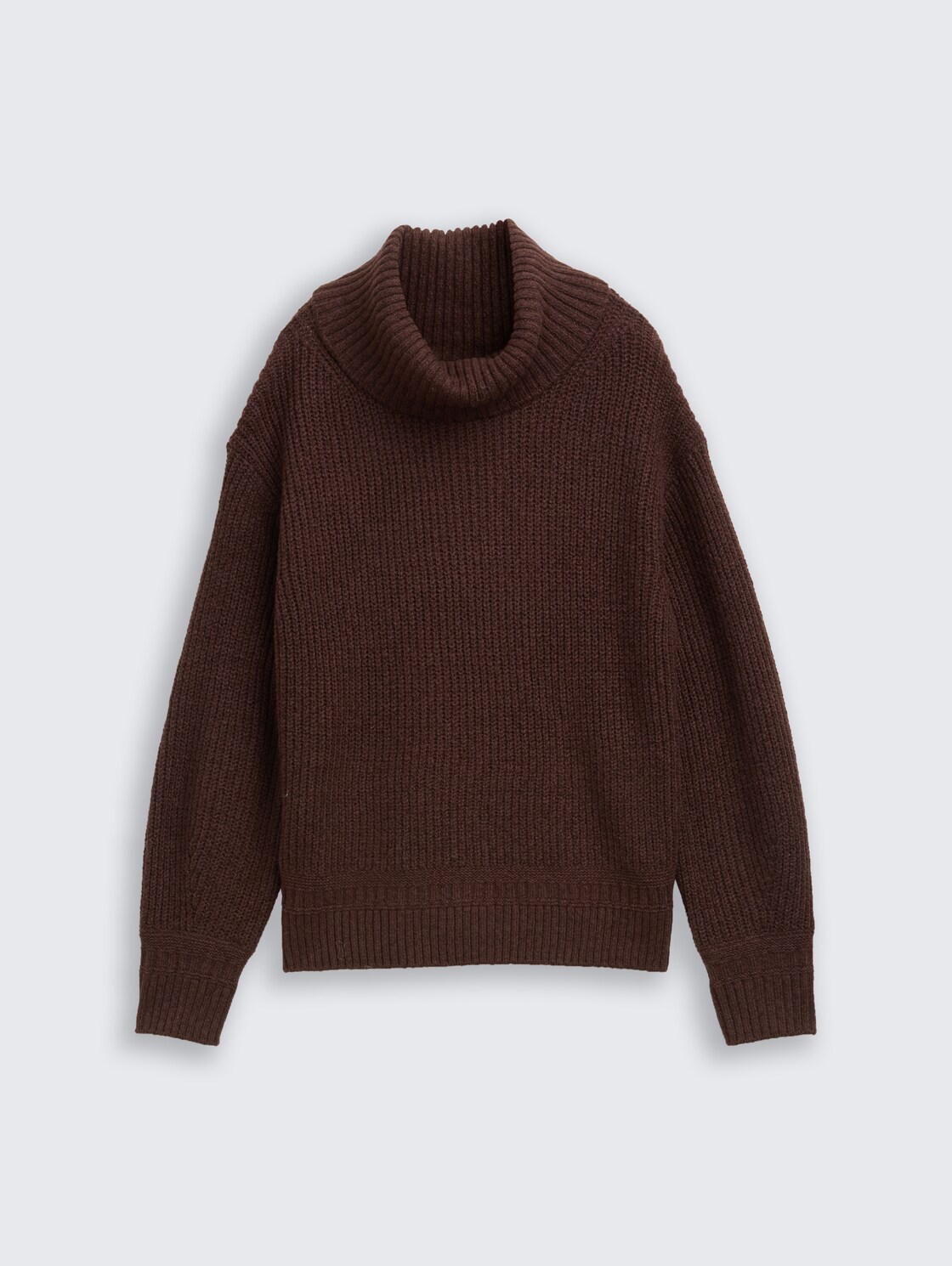 Loose Fit Rollkragenpullover - dark pecan brown melange