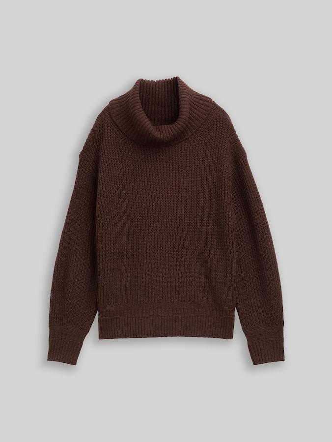 Loose Fit Rollkragenpullover von Women, dark pecan brown melange