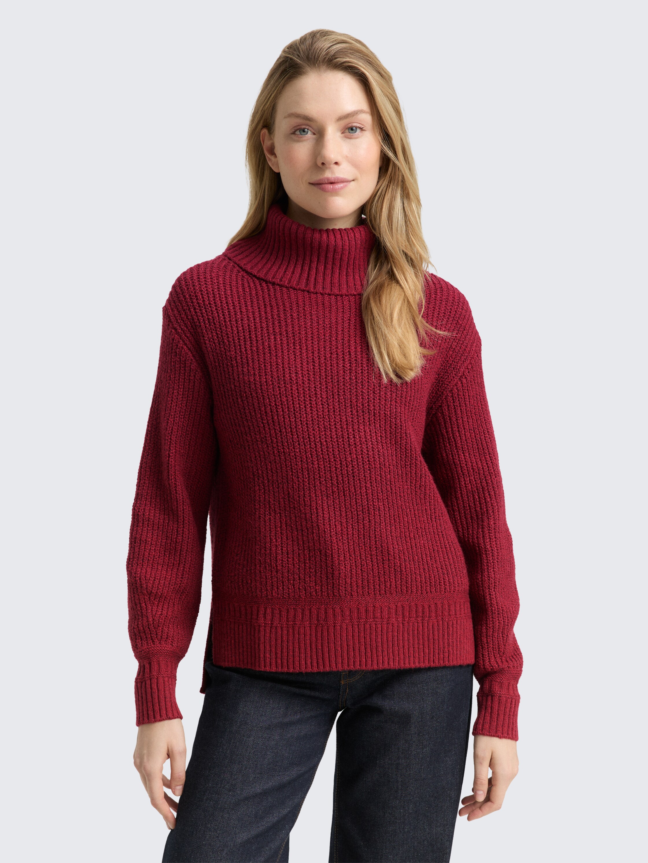 Loose Fit Rollkragenpullover - rumba_red_melange - 