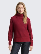 Pull à col roulé Loose Fit - rumba red melange - Découpe Vue de face du modèle