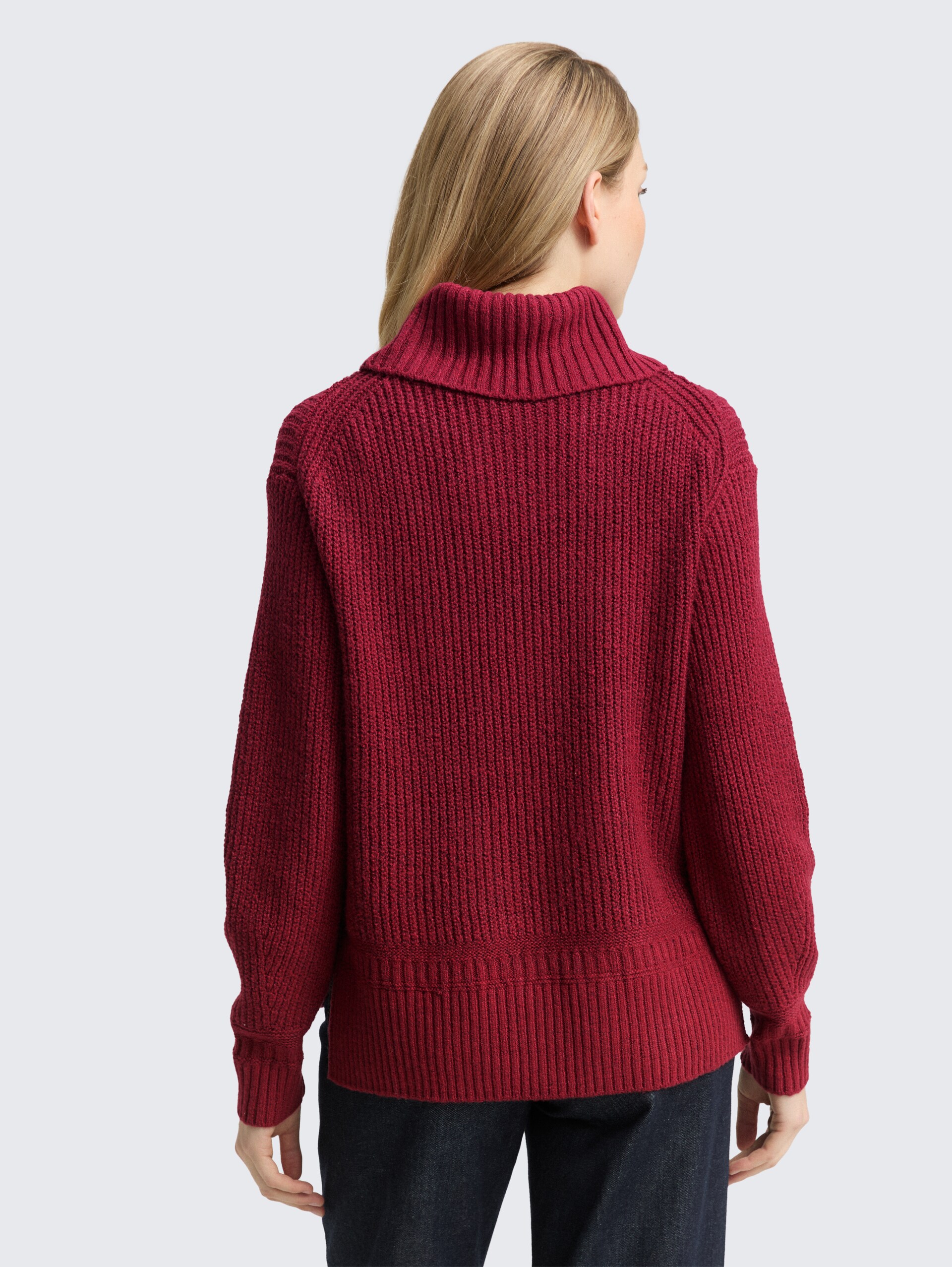 Loose Fit Rollkragenpullover - rumba red melange