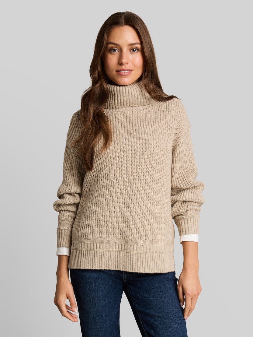 Loose Fit Rollkragenpullover von Women, gravel beige melange