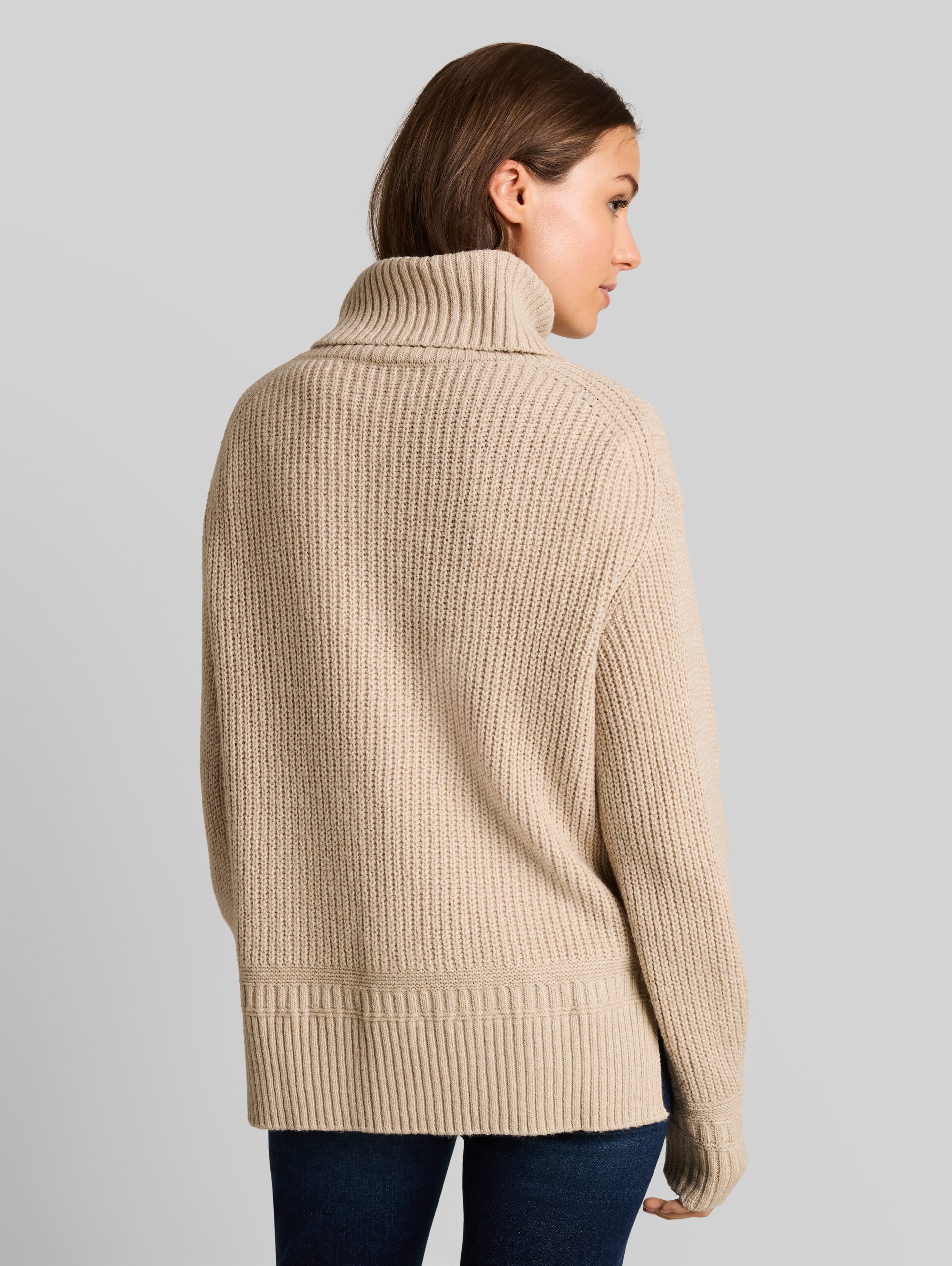 Pull à col roulé ample - gravel beige melange