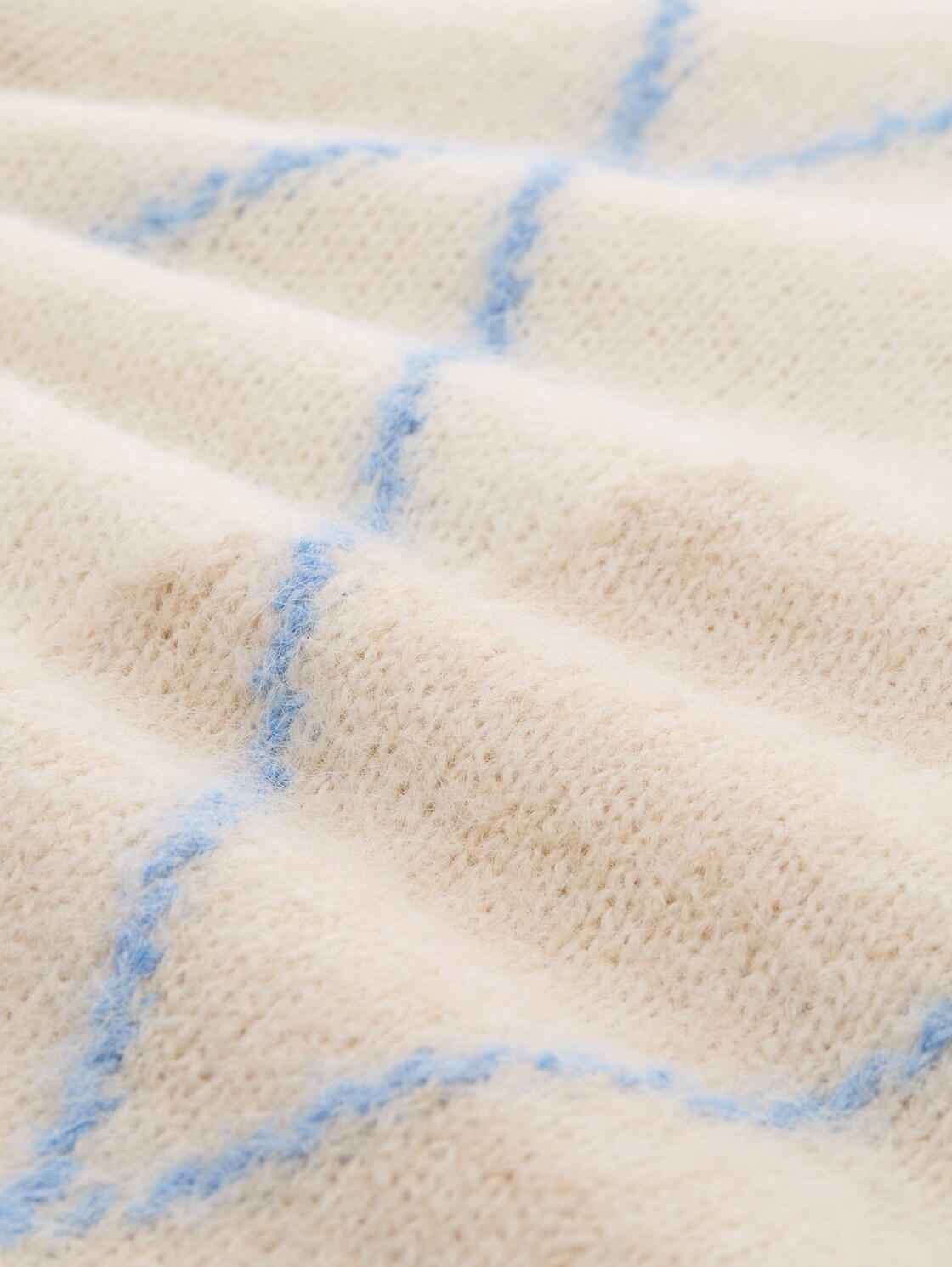 Oversize Rollkragenpullover mit Wollanteil - beige grey argyle knit design - Material-Ansicht