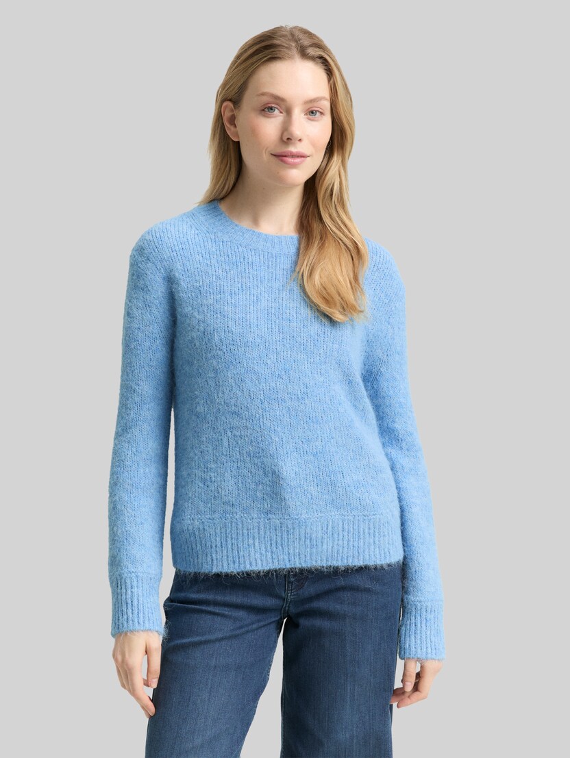 Gebreide trui met wol door Women, light fjord blue melange