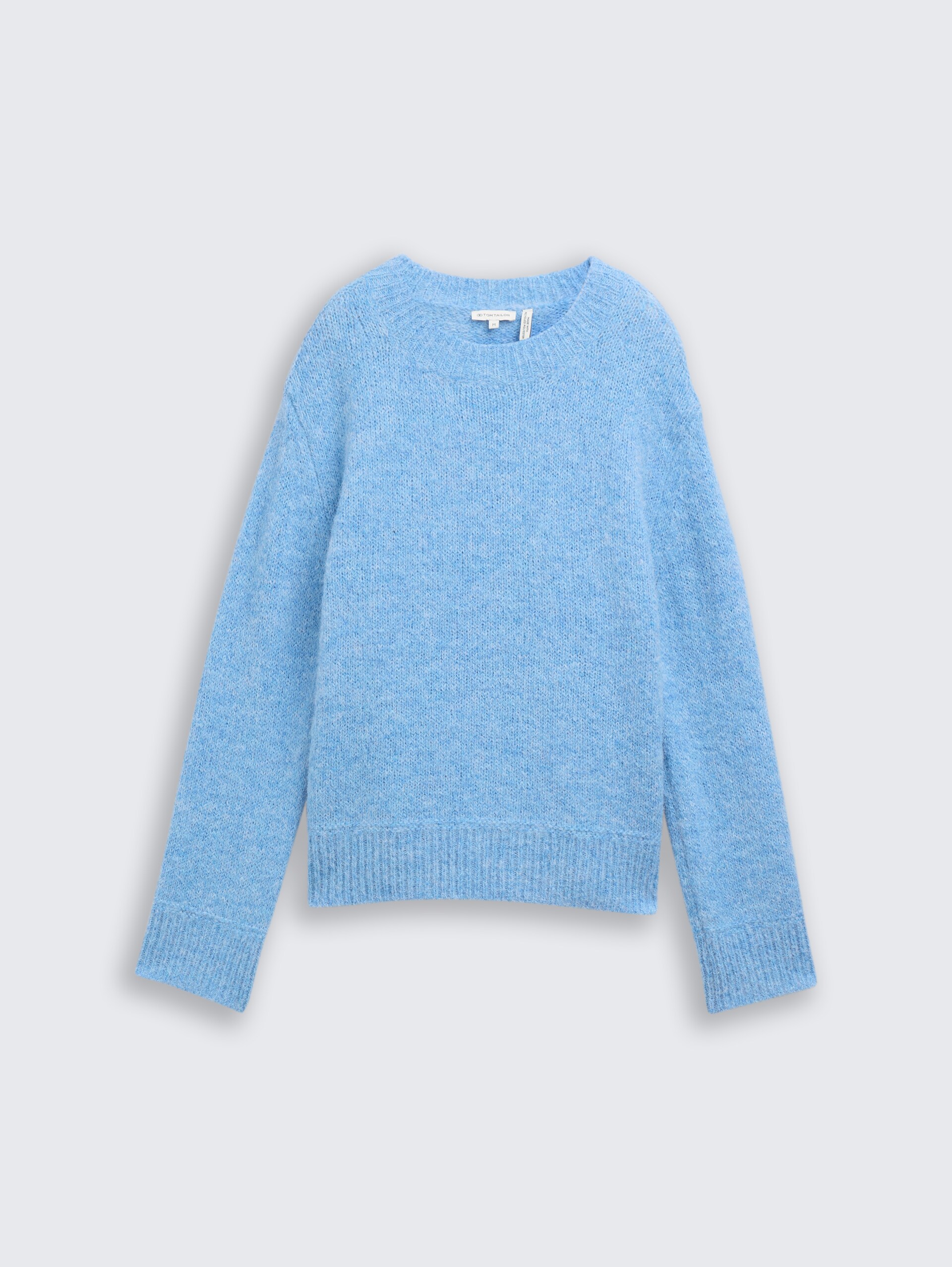 Strickpullover mit Wollanteil - light fjord blue melange - Material-Ansicht