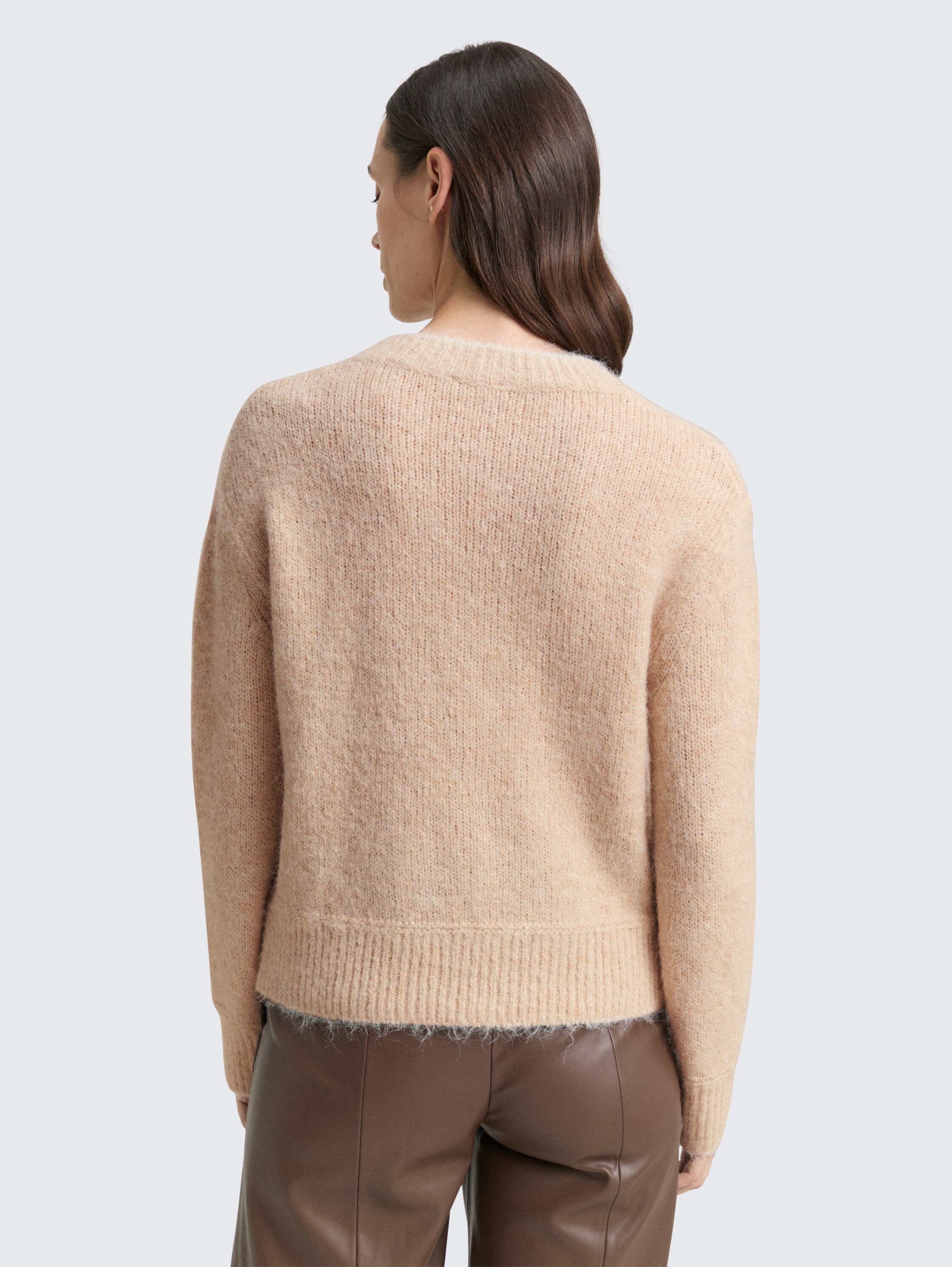 Knitted jumper with wool content - sand_stone_beige_melange - 