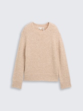 Knit sweater with wool content - sand stone beige melange