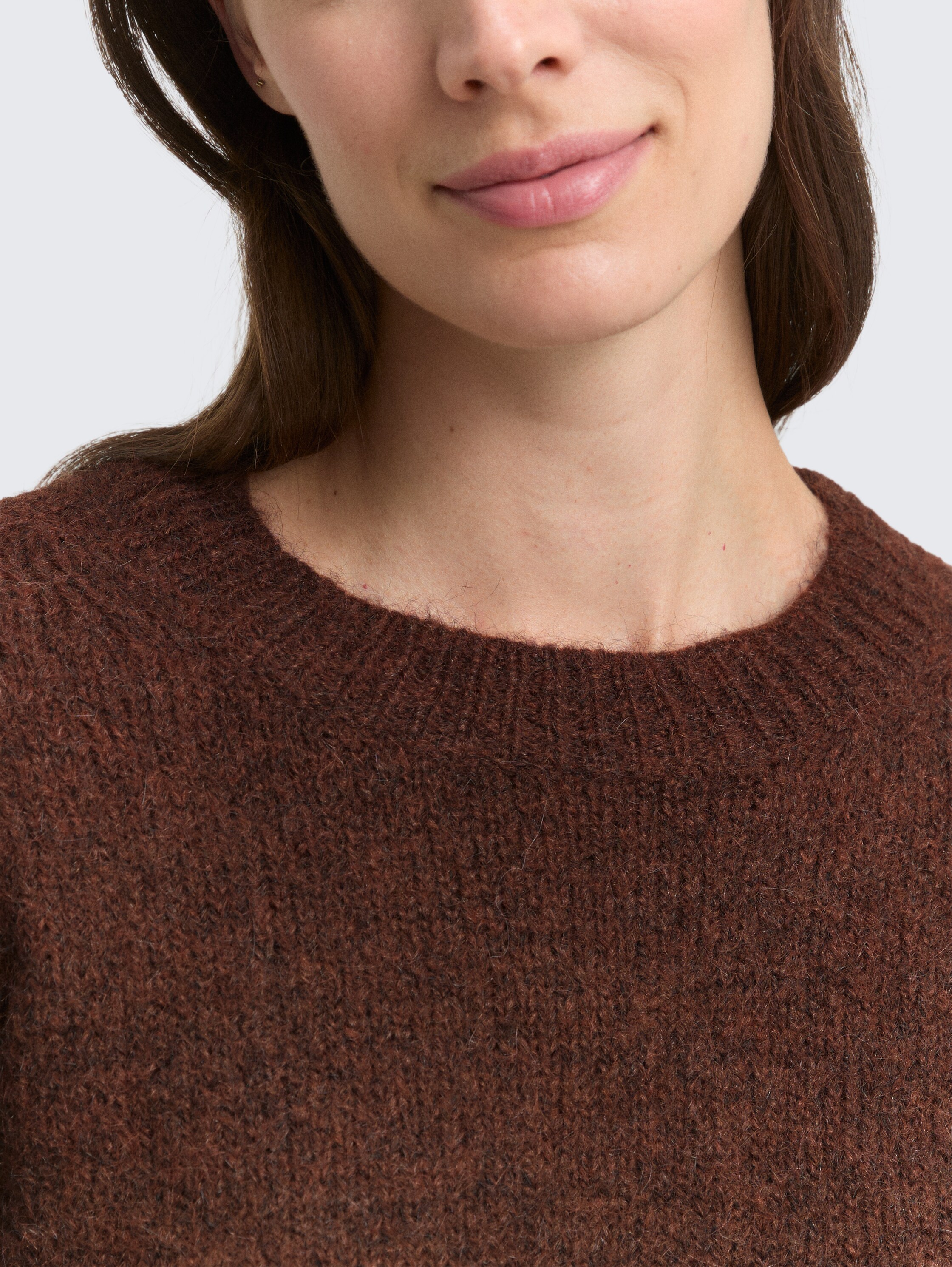 Gebreide trui met wol - dark_pecan_brown_melange - 