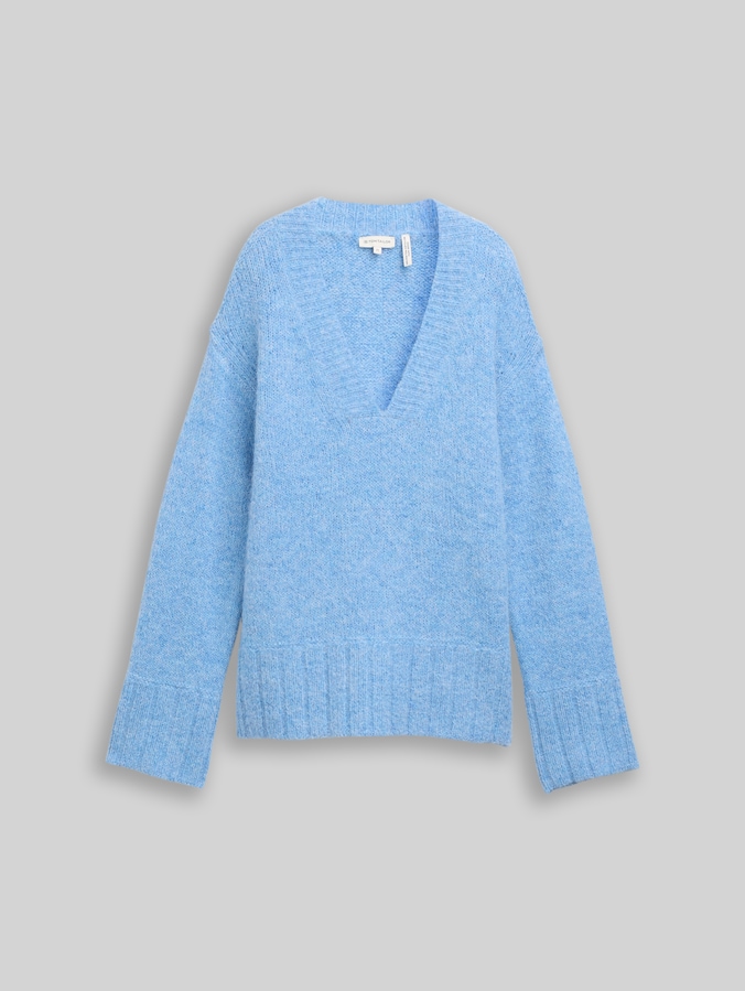 Oversize Strickpullover mit Wollanteil von Women, light fjord blue melange