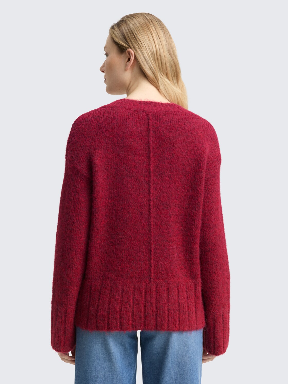 Oversize Strickpullover mit Wollanteil - rumba red melange