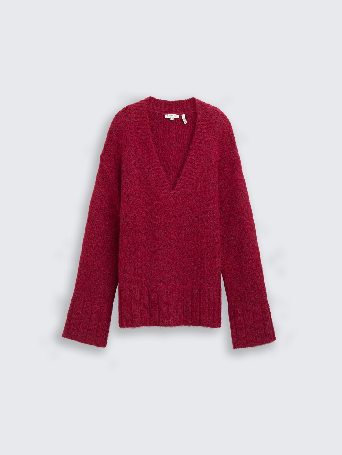Oversize Strickpullover mit Wollanteil - rumba red melange