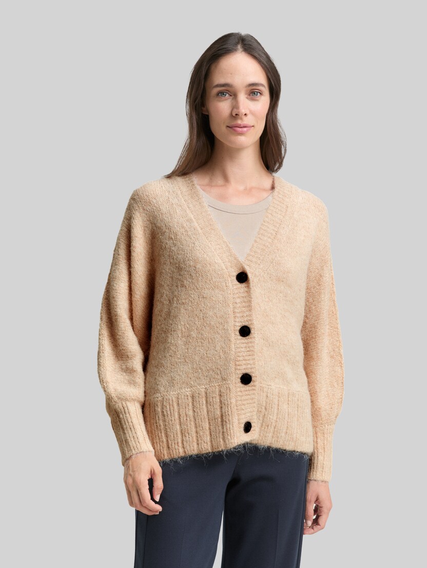 Oversize Cardigan mit Wollanteil von Women, sand stone beige melange