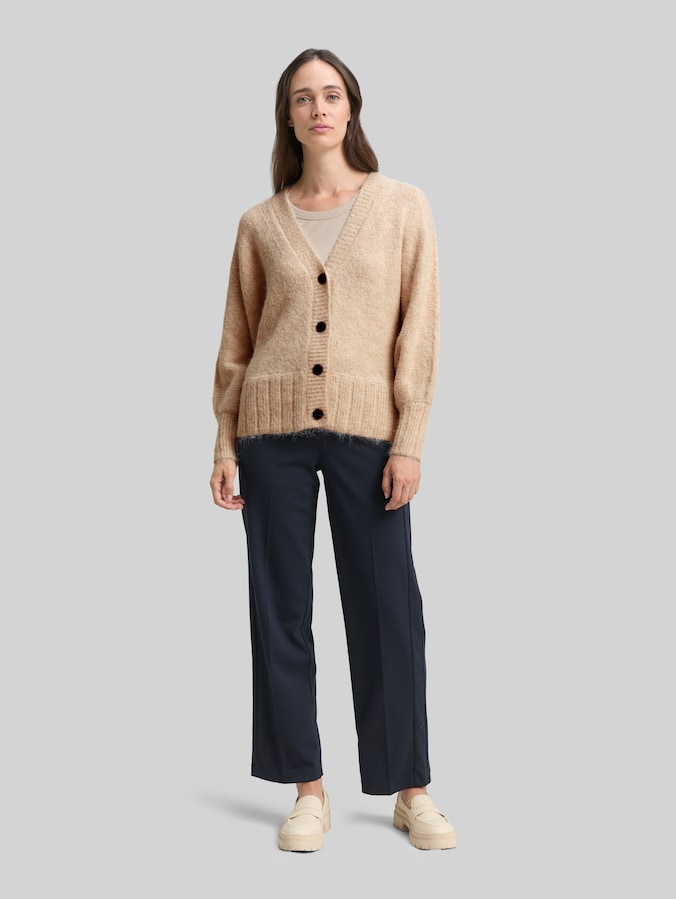 Cardigan oversize avec partie en laine par Women, sand stone beige melange
