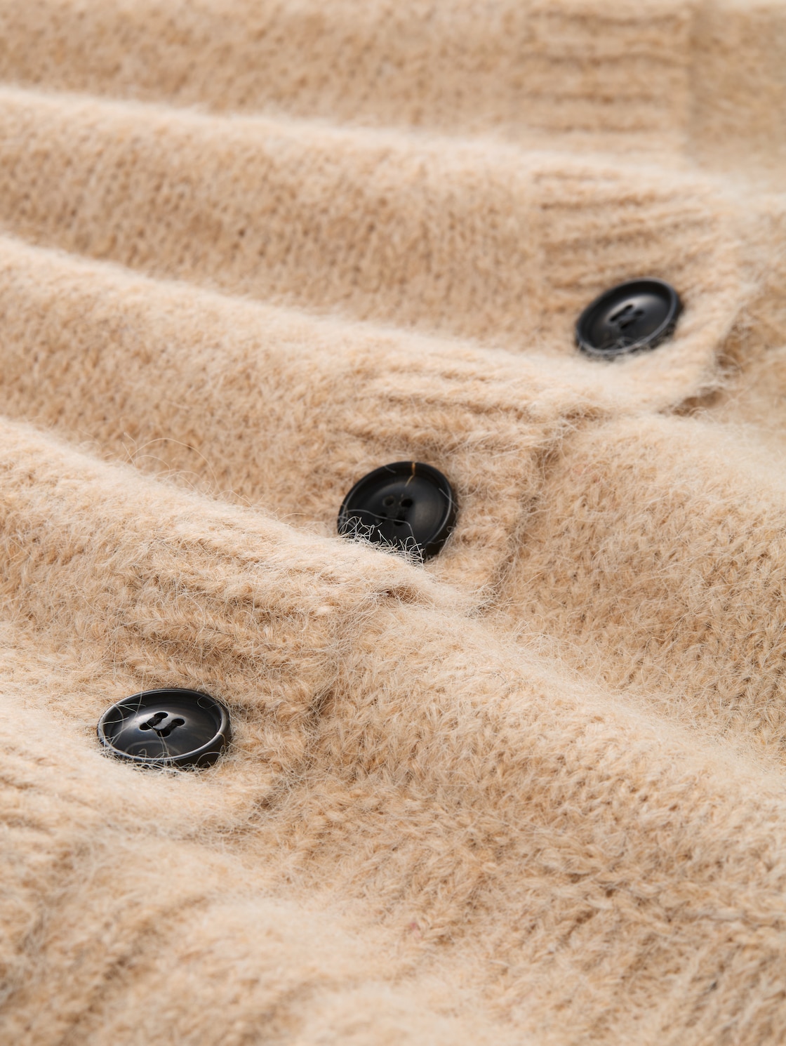 Oversize Cardigan mit Wollanteil - sand stone beige melange - Material-Ansicht