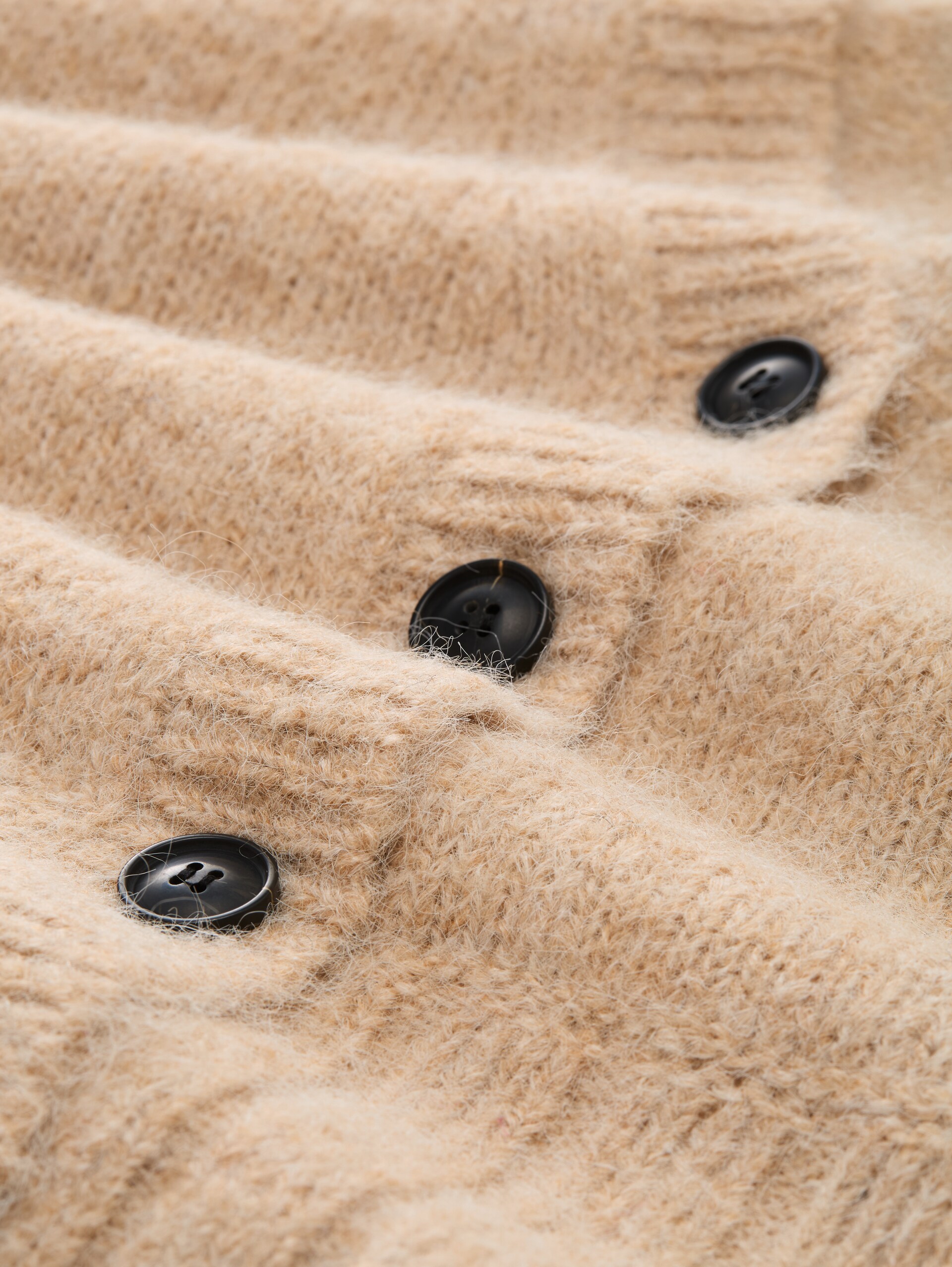 Oversize Cardigan mit Wollanteil - sand stone beige melange - Material-Ansicht