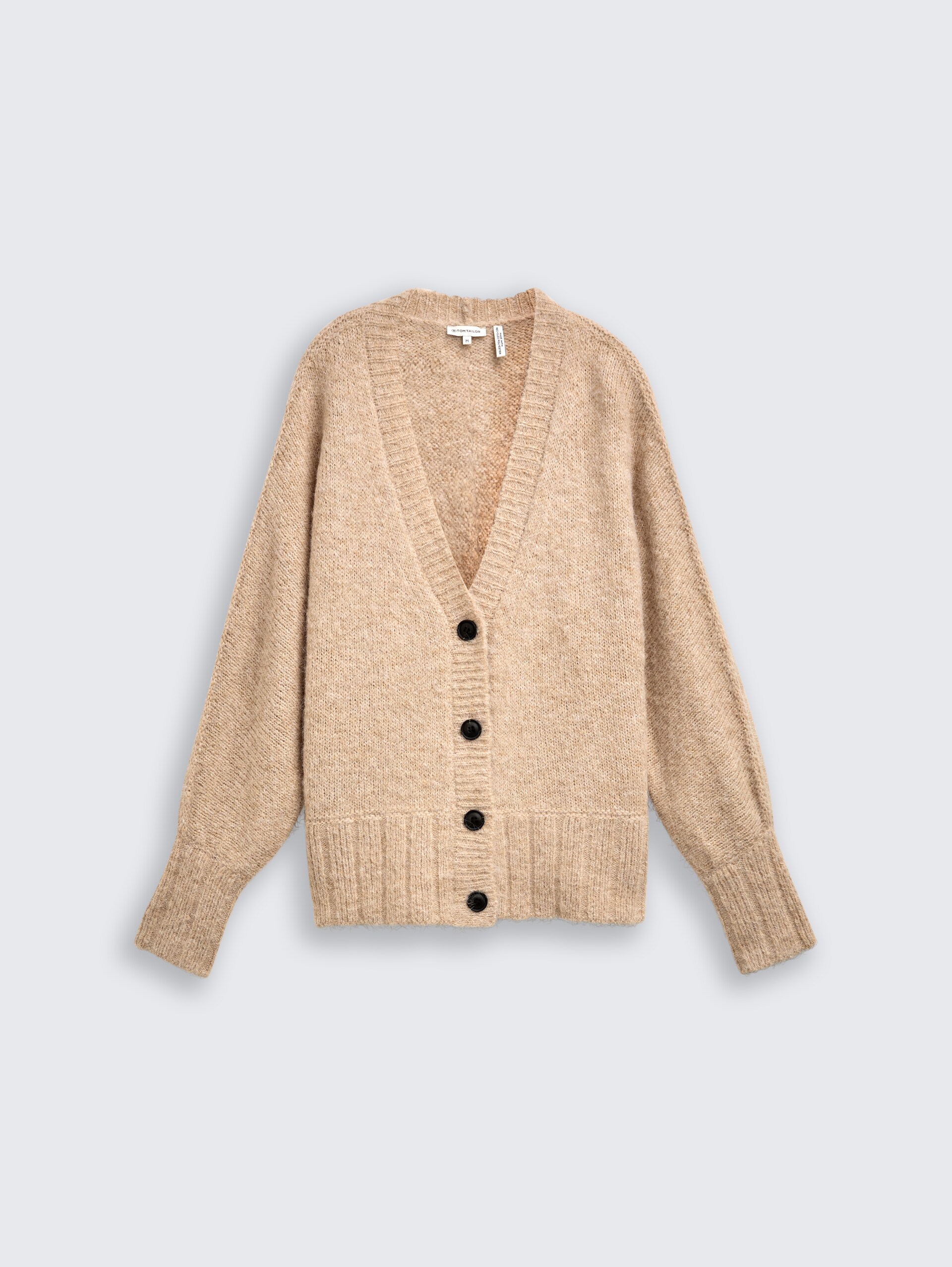 Oversize Cardigan mit Wollanteil - sand stone beige melange