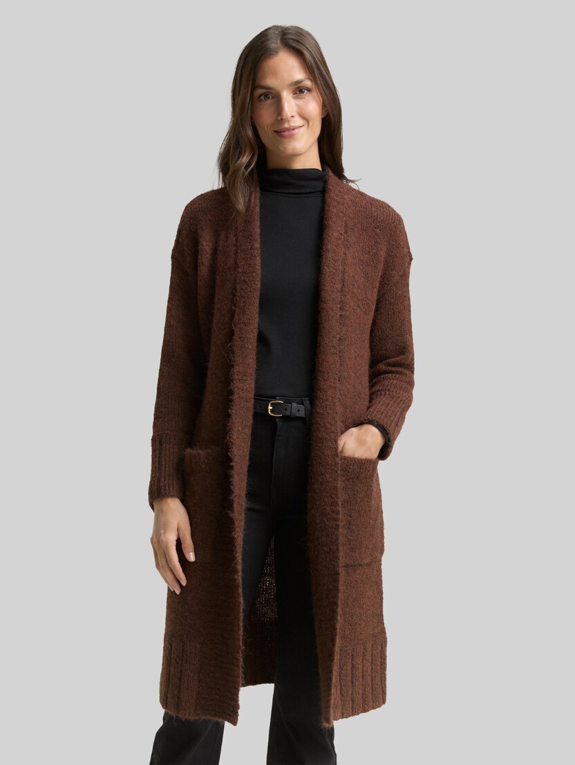 Oversized vest met wol door Women, dark pecan brown melange