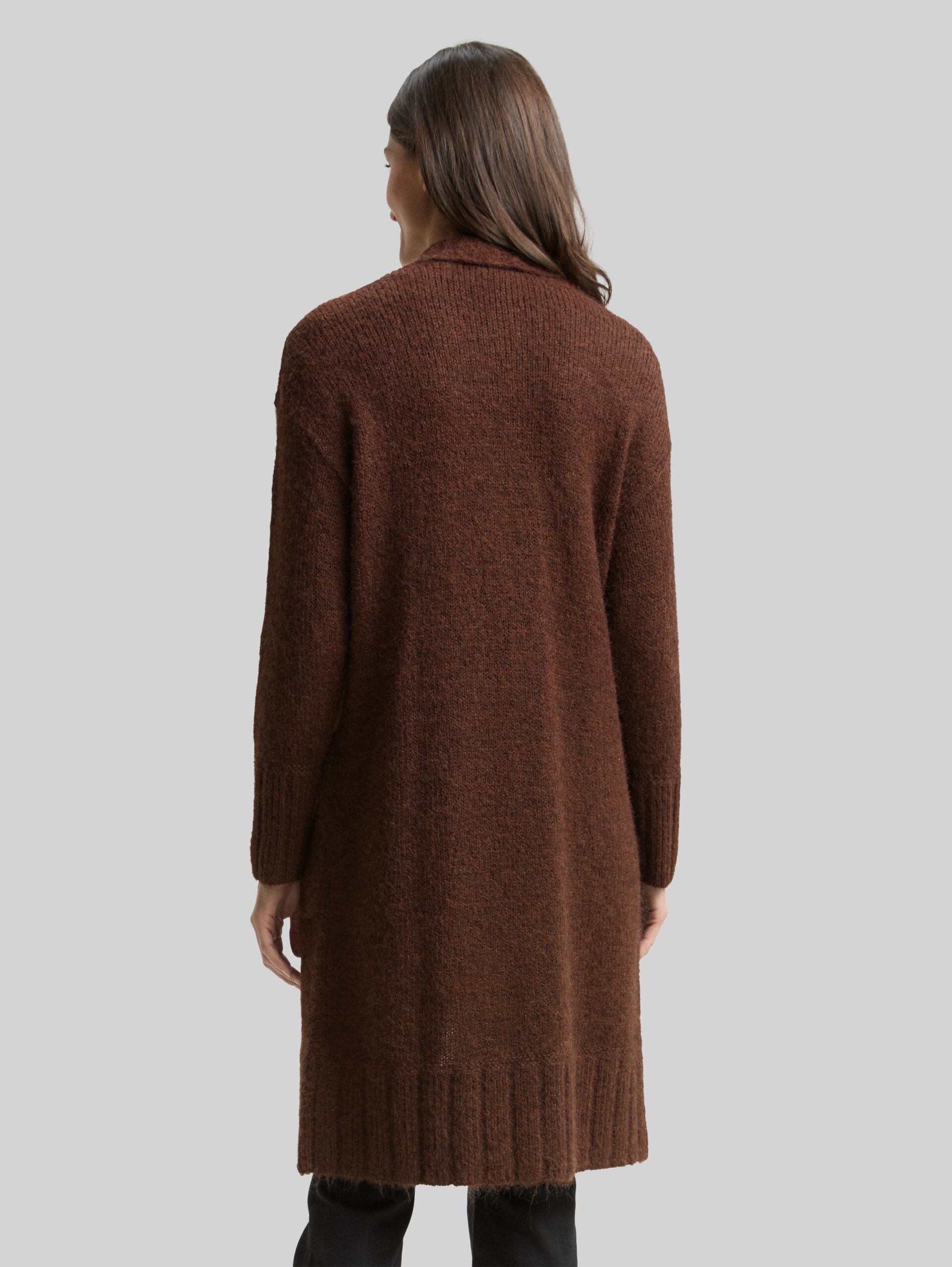Oversized cardigan with wool content - dark pecan brown melange