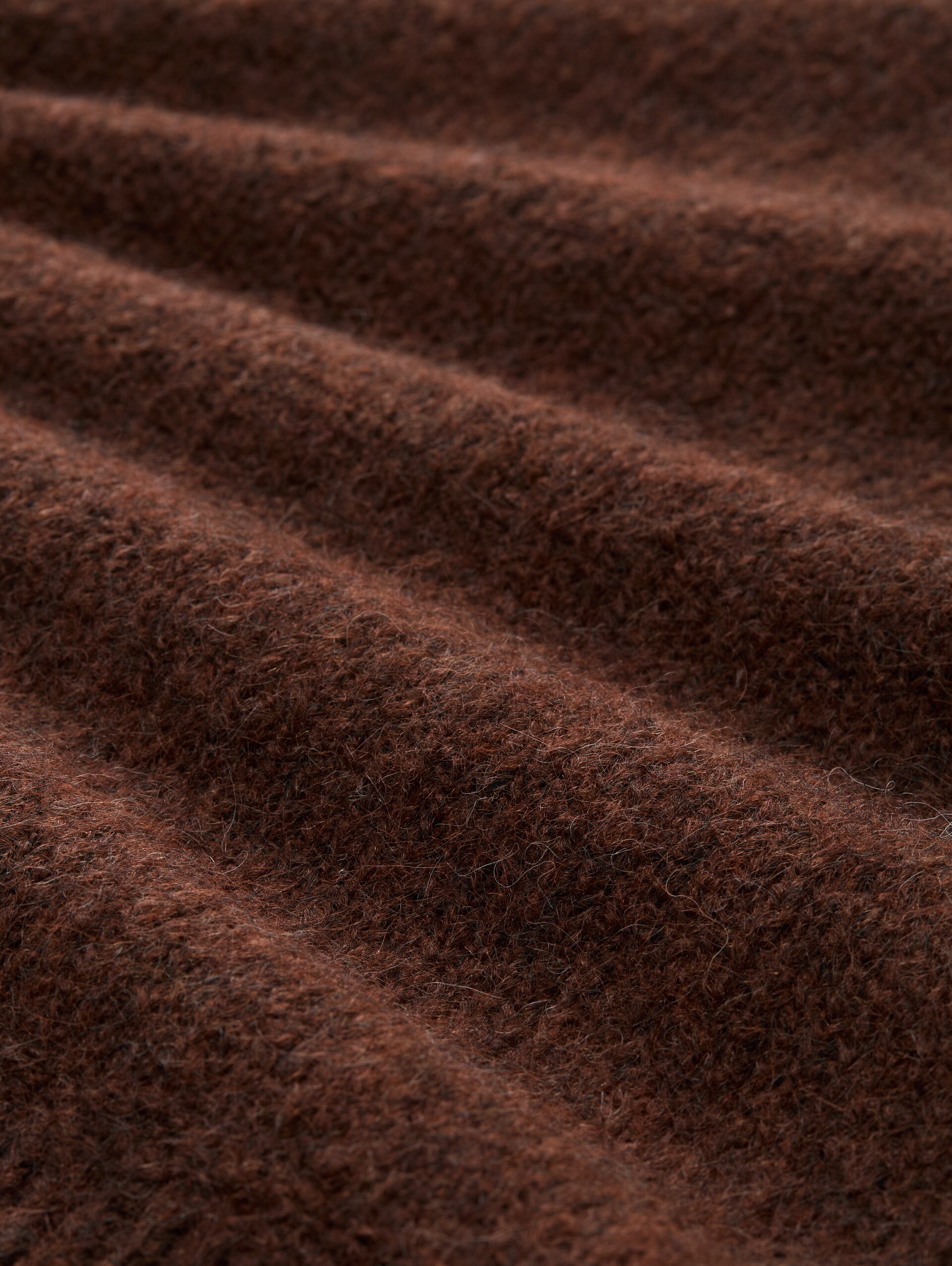 Oversized cardigan with wool content - dark pecan brown melange - Material view