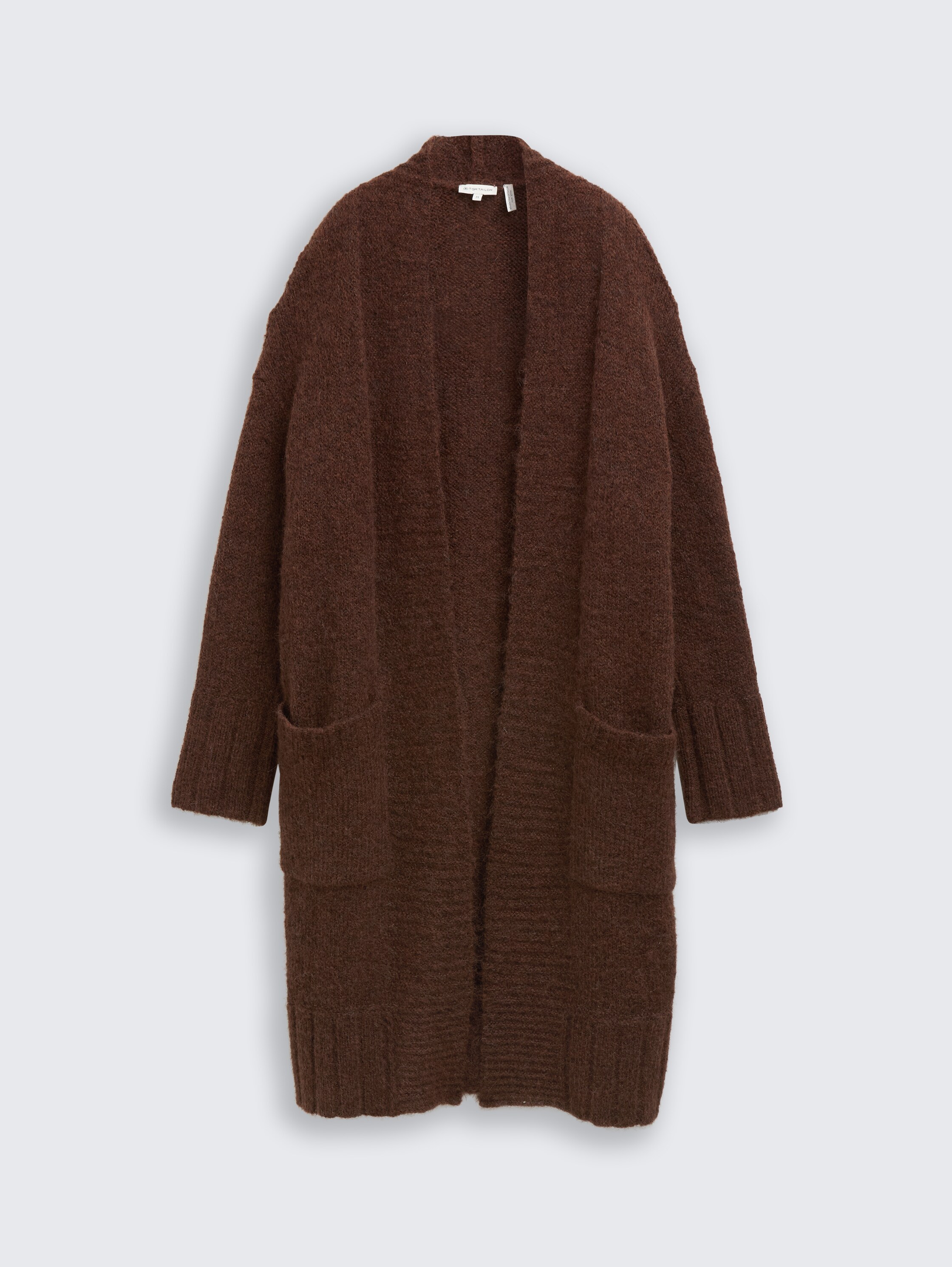 Oversized cardigan with wool content - dark pecan brown melange