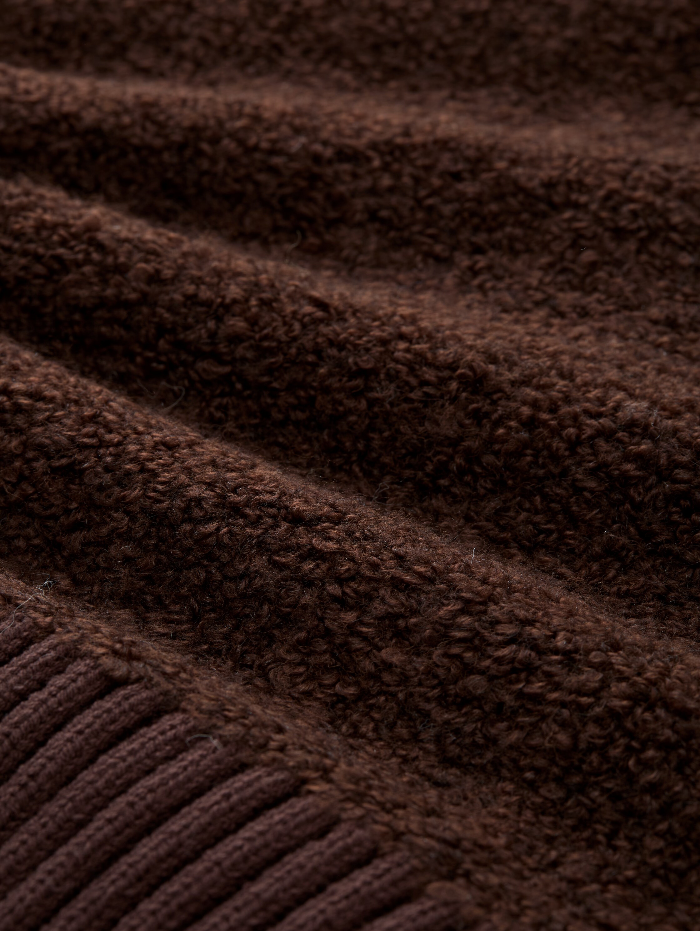 Bouclé knit jumper with collar - dark_pecan_brown_melange - 