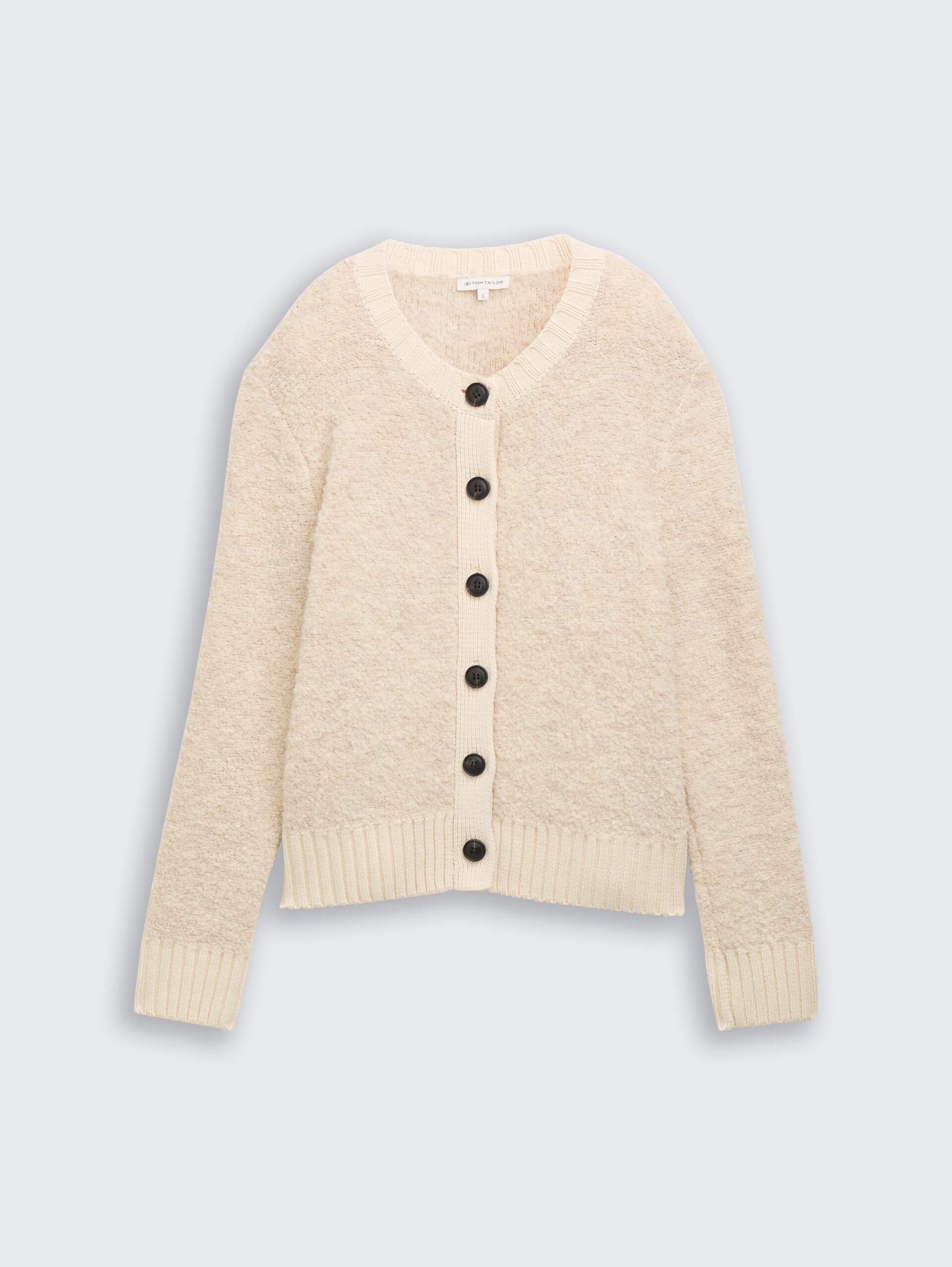 Bouclé Cardigan mit Wollanteil - sand stone beige melange