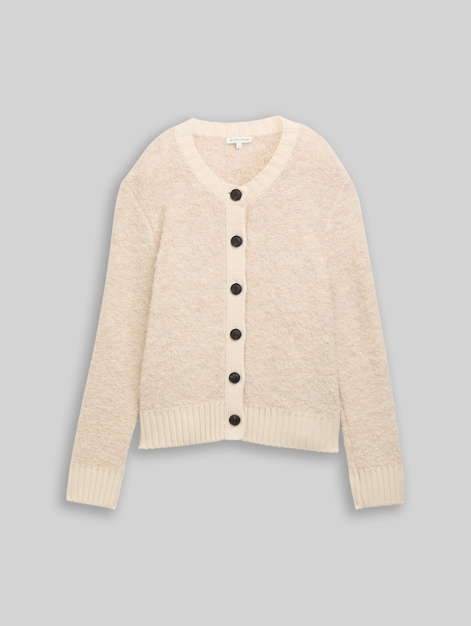 Bouclé Cardigan mit Wollanteil von Women, sand stone beige melange