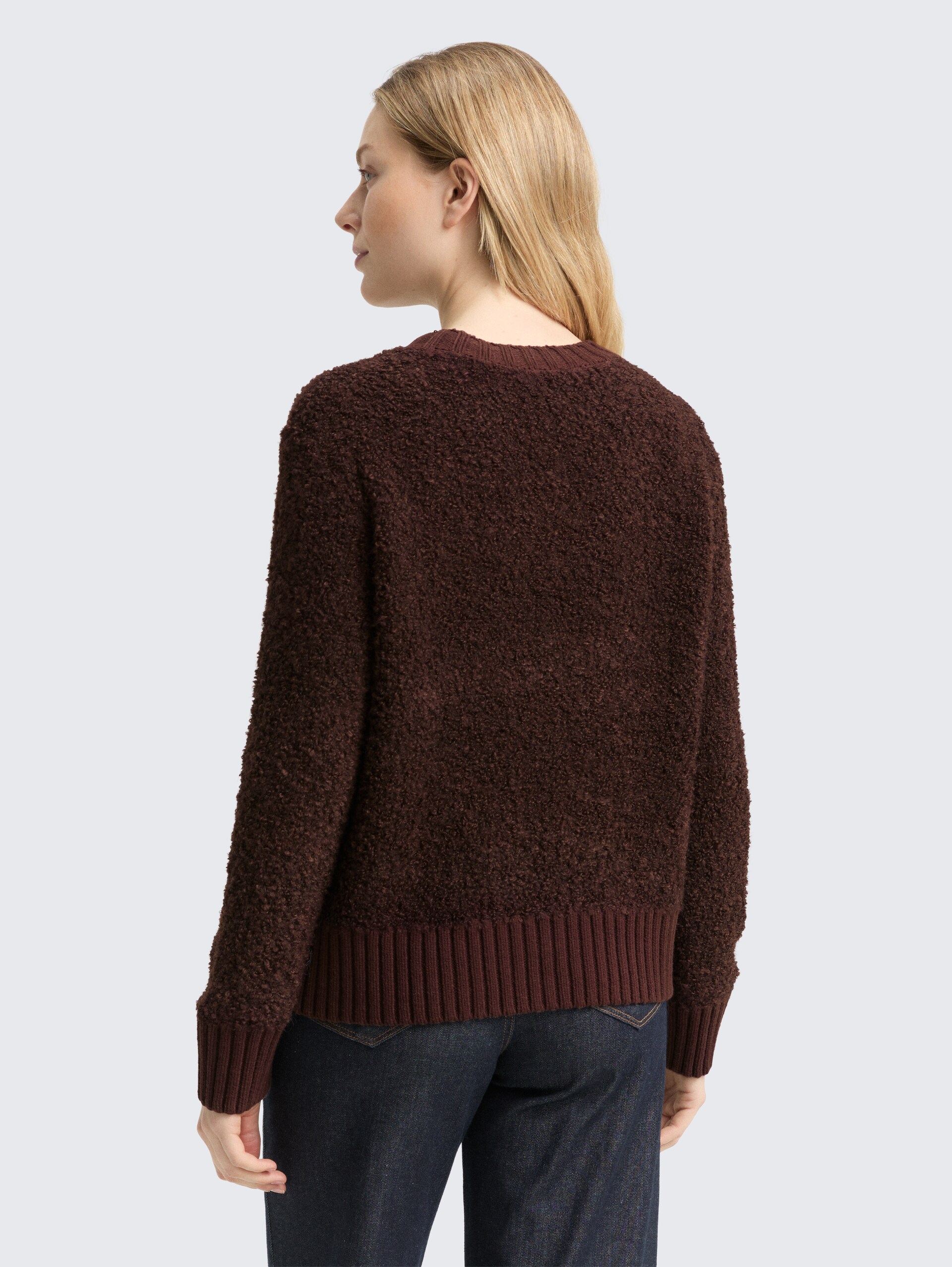 Bouclé Cardigan mit Wollanteil - dark pecan brown melange