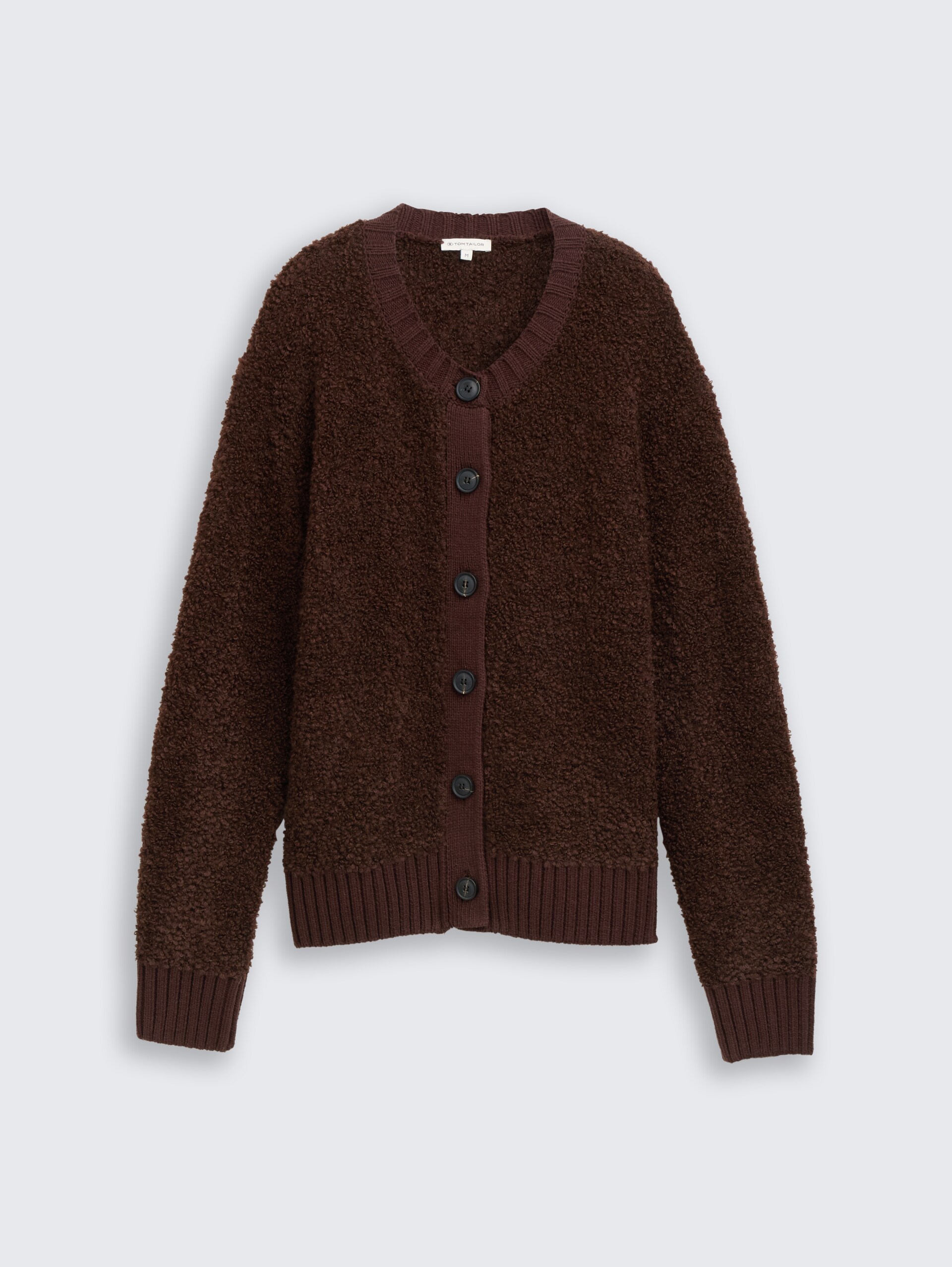 Bouclé Cardigan mit Wollanteil - dark pecan brown melange