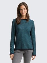Pull en maille en fil de plumes - teal stripe with featheryarn - Découpe Vue de face du modèle