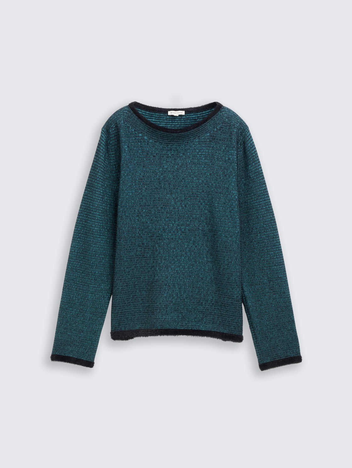 Strickpullover aus Federgarn - teal stripe with featheryarn