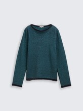 Pull en maille en fil de plumes - teal stripe with featheryarn