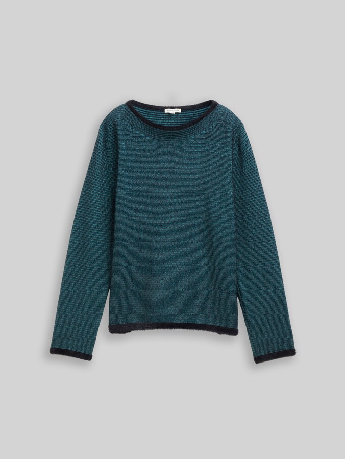 Gebreide trui van verengaren door Women, teal stripe with featheryarn