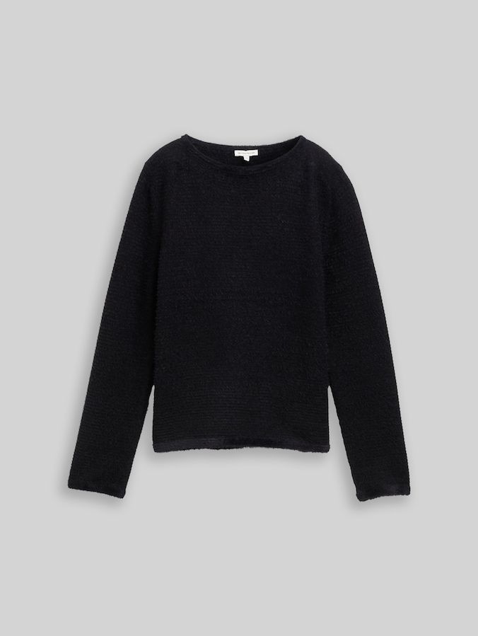Strickpullover aus Federgarn von Women, black stripe with featheryarn