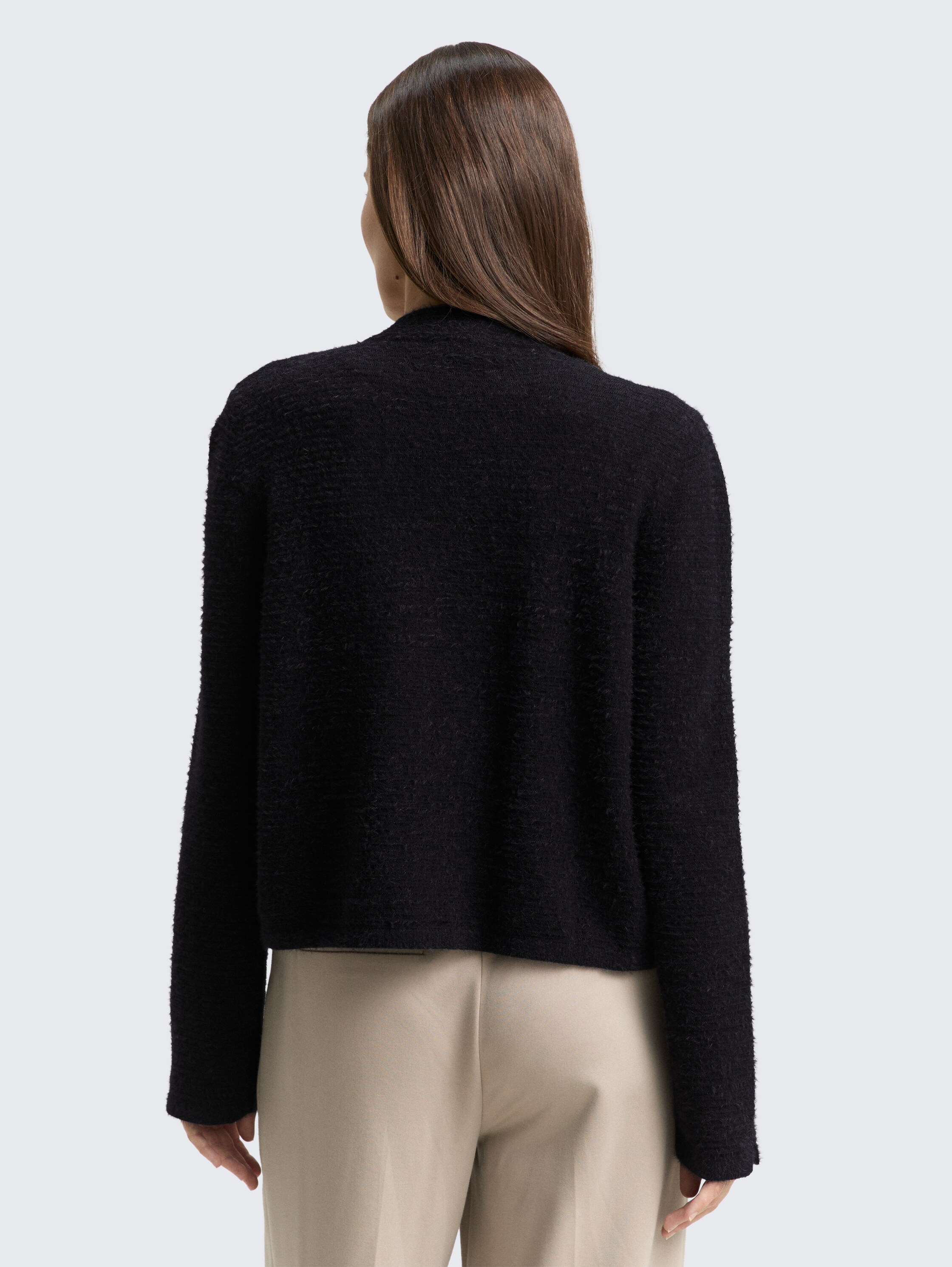 Cardigan aus Federgarn - black_stripe_with_featheryarn - 