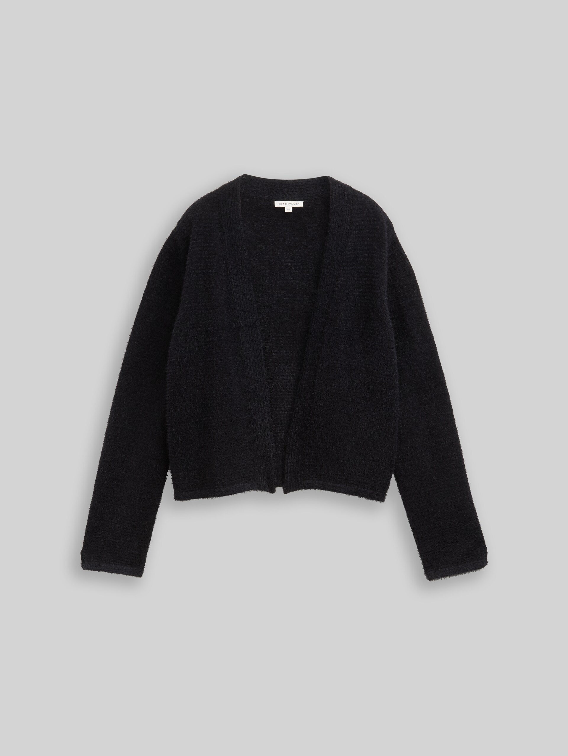 Cardigan aus Federgarn - black stripe with featheryarn