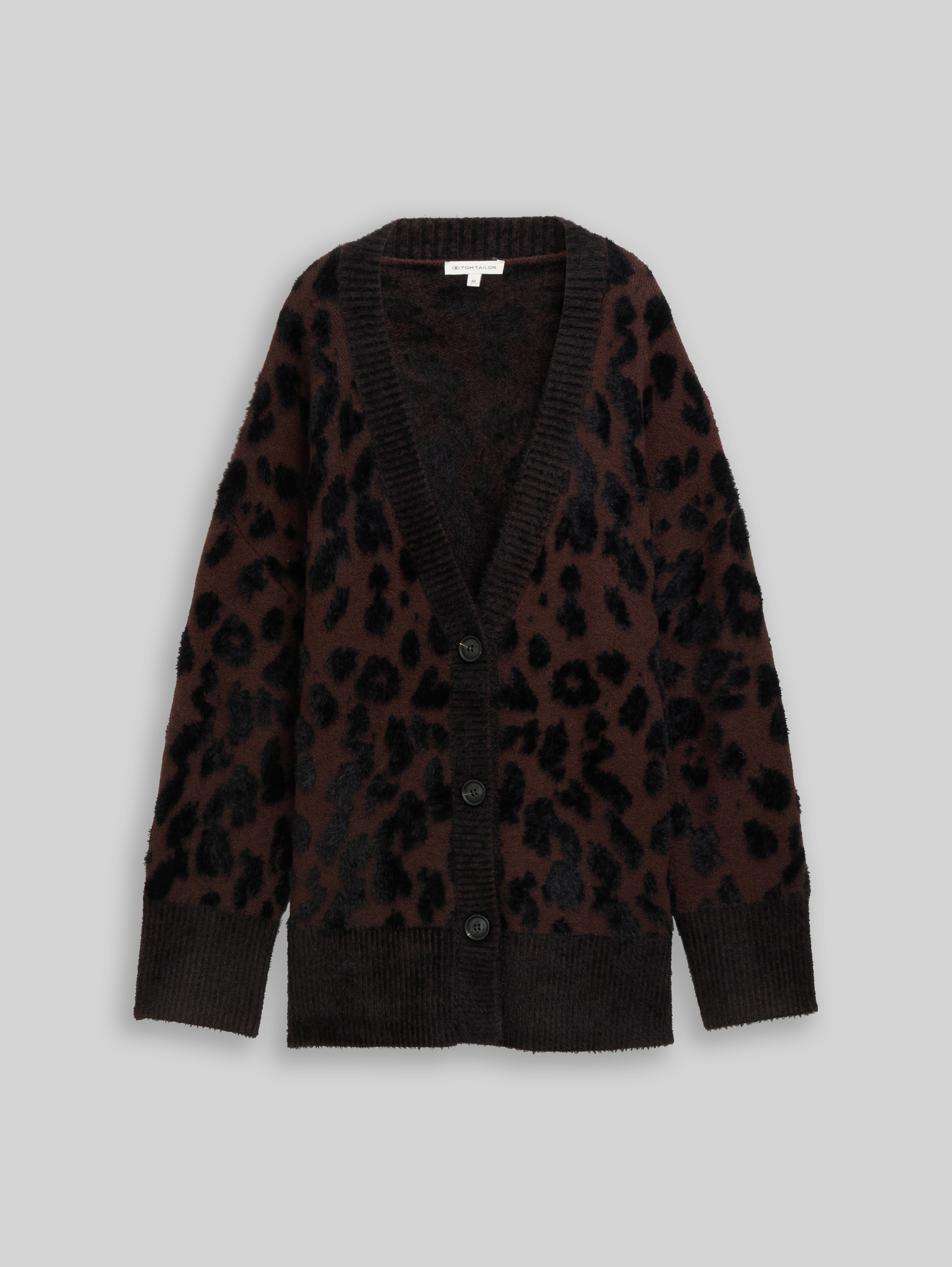 Oversized cardigan with leopard print in brown by Tom Tailor